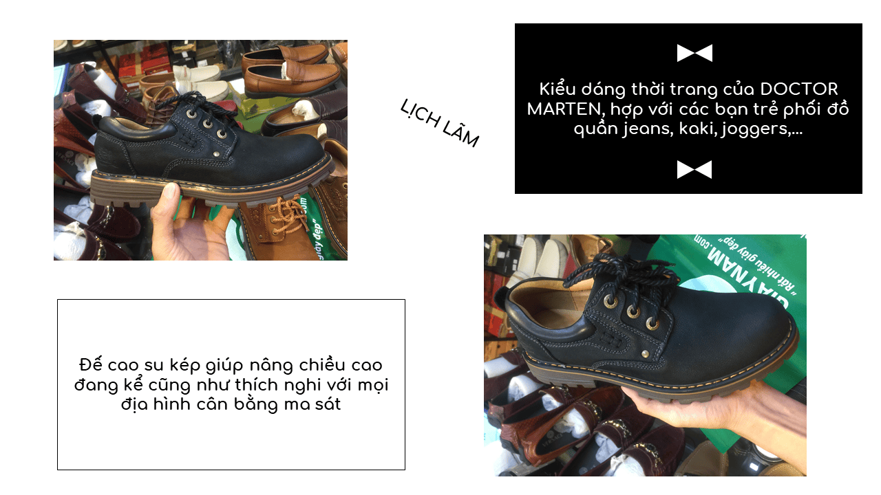 Giày buộc dây thời trang kiểu dáng doctor marten lịch lãm 2018 màu đen; Mã số BD2020D13