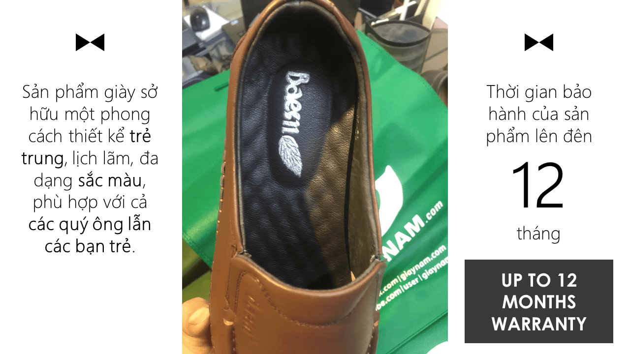 Giày lười thời trang màu nâu thời thượng 2018 nhập khẩu; Mã số GL5507N10