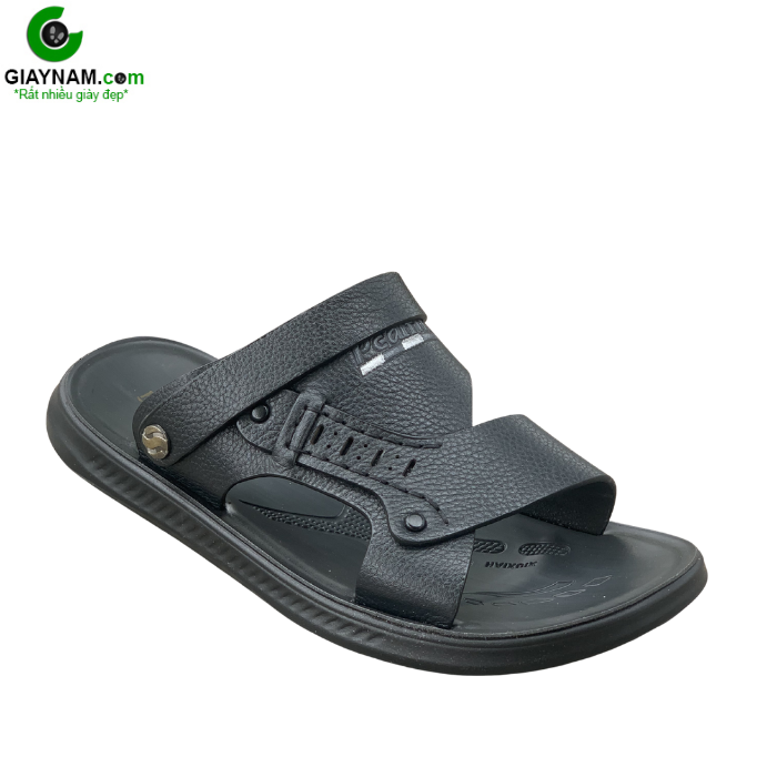 Dép Da Bò Nam Quai Hậu Cao Cấp QH316D Màu Đen